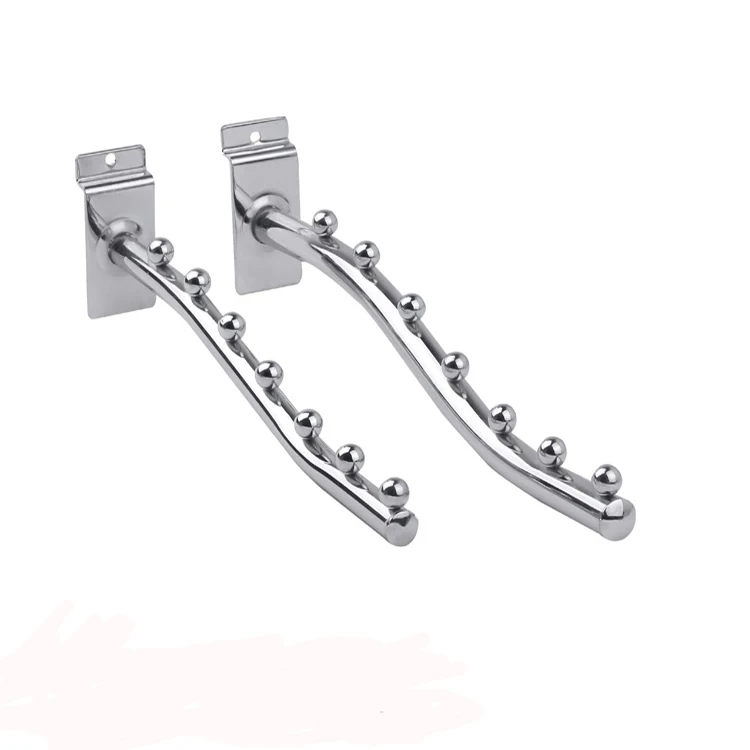 Chrome Plating MDF slatwall shop hook supermarket balls hook store hanger 5balls for display various size stock hook