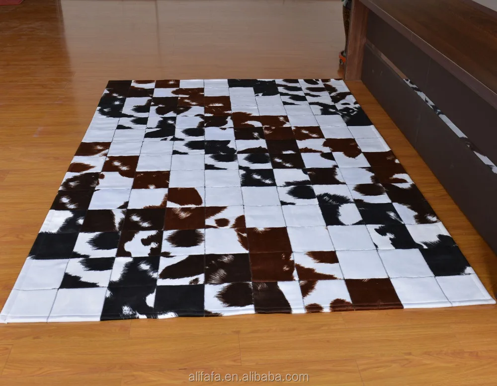 Fake leather patchwork rug carpet, cowhide patchwork rugs