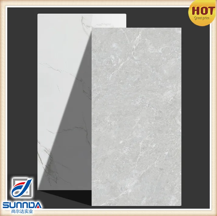 high quality glazed Polished Porcelain full body Marble Botticino cararra white mirror glossy ceramic Floor wall Tile 60x120cm