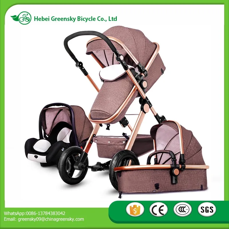 Luxury quality 3 in 1 golden baby stroller Europe standard Oxford fabric babies kids pushchairs prams EN1888 manufacturer