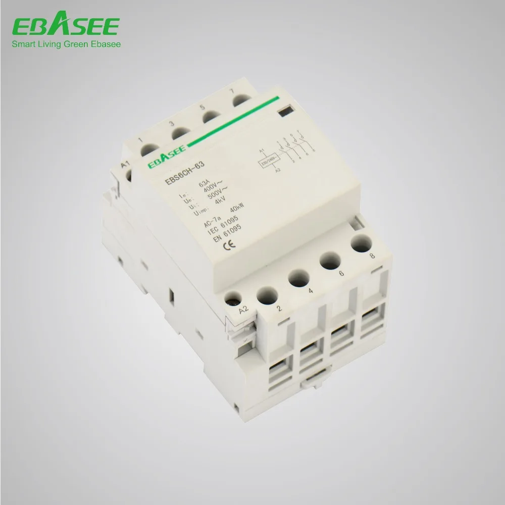 EBASEE Modular din rail 16A 25A 32A 40A 63A 1pole 2pole 3pole 4pole ac modular contactor 2NO 2NC