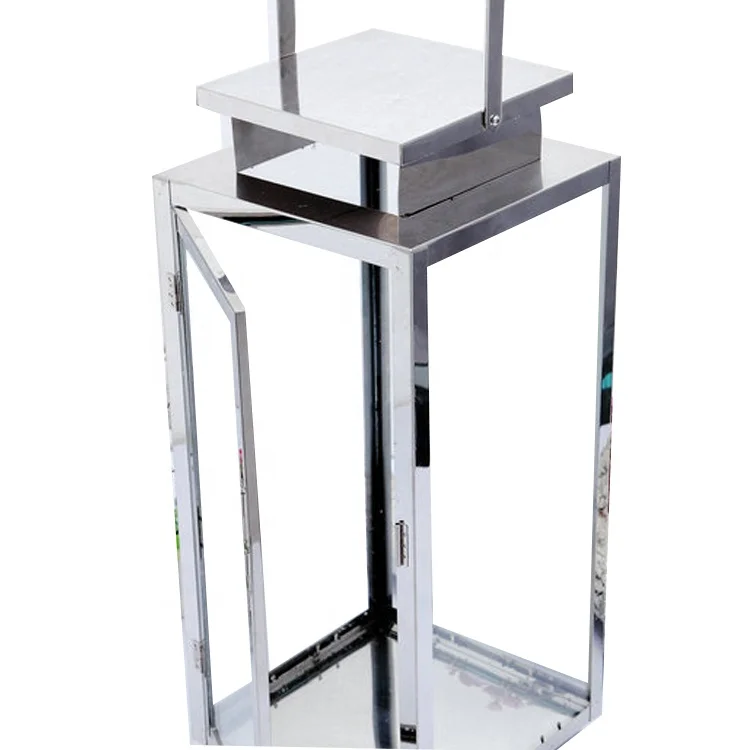 
Wholesale Fashion Vintage Decor Rectangular Shaped Metal Stainless Steel Lantern 