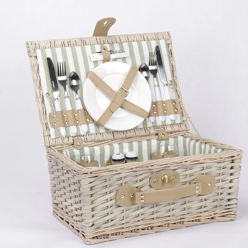 Free Sample Factory Woven  Wicker Picnic Basket With Lid
