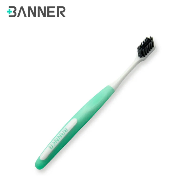 Banner Custom Logo Charcoal Tooth Brush Adult Travel Eco Friendly Black Soft Bristles Toothbrush With Transparent PP Box
