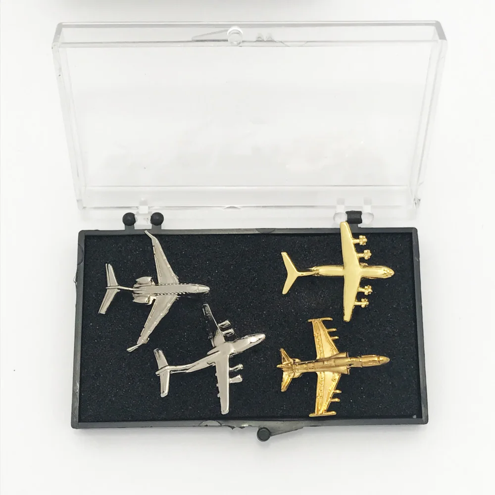 3D Gold Silver Airplane Malta Country Hard Enamel Metal Lapel Pins for Men
