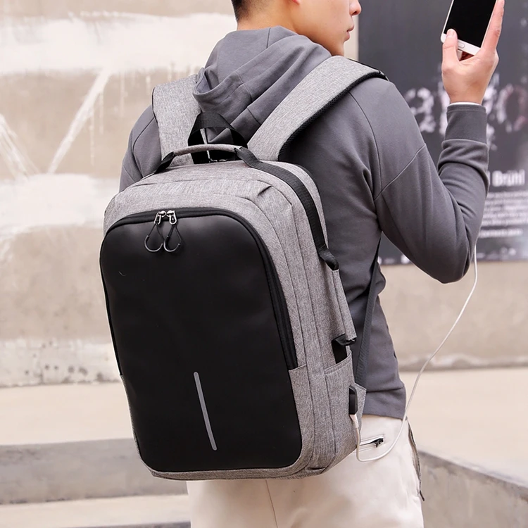 unisex theft proof charger bag casual student shoulders backpack back pack with logo