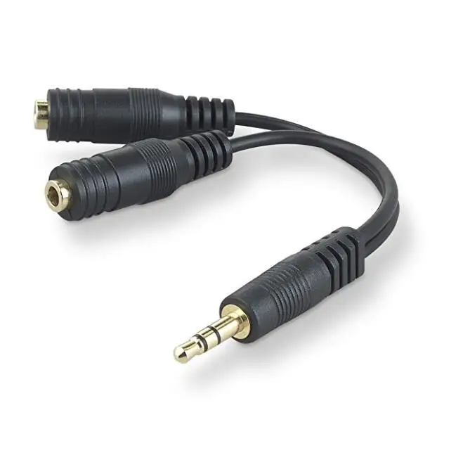 Black Headphone 3.5 mm AUX Audio Splitter Cable