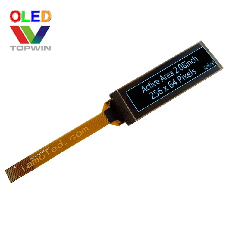 2.08' 2.08inch 2.08 inch 256x64 resolution white colour oled display panel 16 gray QG-5664GSWHG14 4-SPI 4 wire SPI Interface