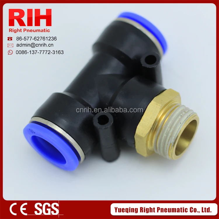 Right Pneumatic Quick Tube Connector PB Series T Type Male Tee