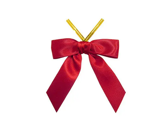 Factory Direct Sale Christmas Decoration Ribbon Bow Satin Ribbon Premade Bows Black Ribbon Bow