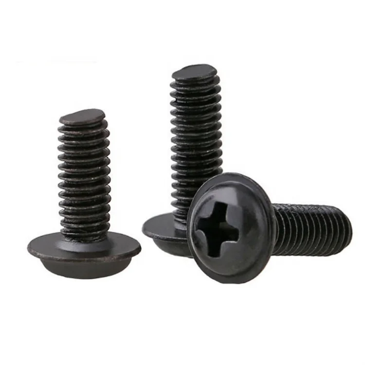 Manufacturer Carbon Steel Screws PWM Black Slot Round Head Screw With Washer