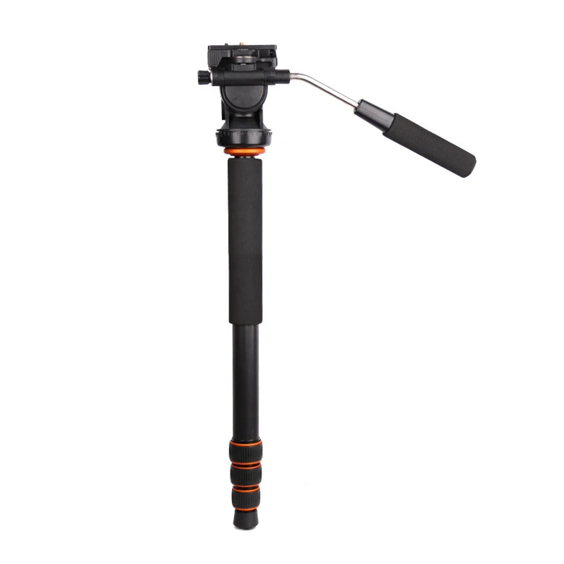 Q228C Free ship carbon fiber dslr digital video camera monopod with tripod base 63 inch monopod handle fluid panhead