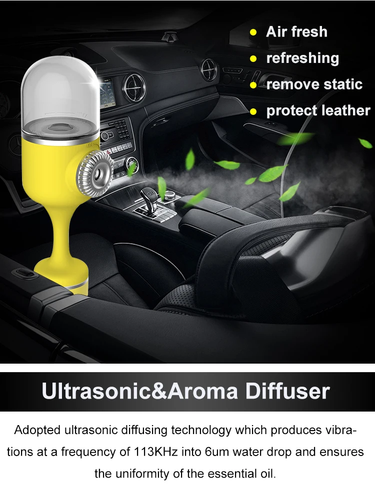 Cute car humidifier with aroma diffuser oil diffuser for car perfume diffuser