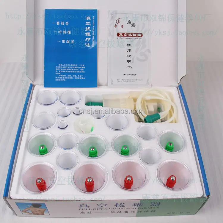 
Acupuncture Cupping Hand Pump Vaccum Cupping Therapy Set 24 Cups+8 Magnets cupping massage treatment 