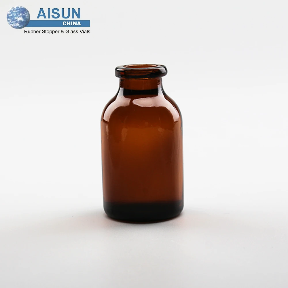 20ml moulded antibiotic glass sterile vials injection glass bottle with rubber stopper and flip off cap