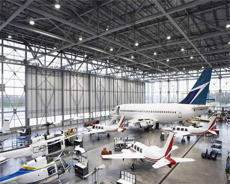 Long Span Curved Roof Steel Shed Airport Hangar Large Span Steel Truss Roof