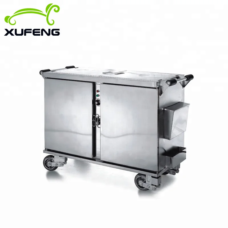 New design stainless steel hospital heated food warmer trolley