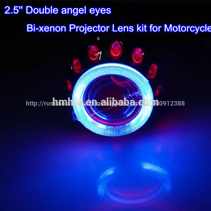 2.5 inch 35w motorcycle bi-xenon hid projector lenses light double angel eyes