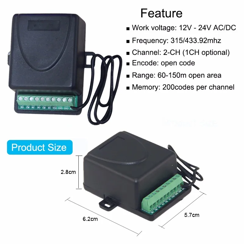 Copy remote control by face to face with clip for gate door open JJ-CRC-SM06