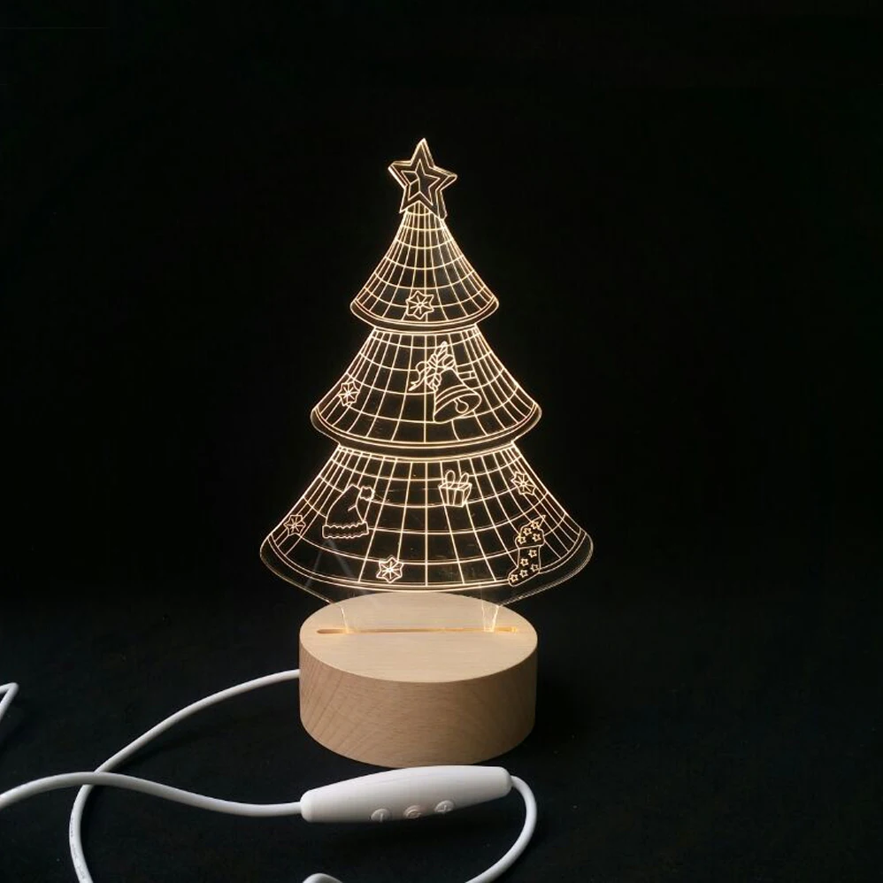 3D Beech led lamp base with Remote control with USB cable adjustable brightness lights for child room