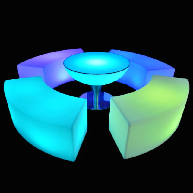 rechargeable battery operated led curve bench hookah lounge furniture