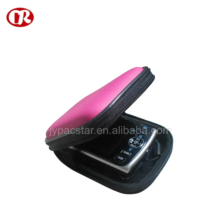 Option color PU shell zipper close hard camera case with metal hook