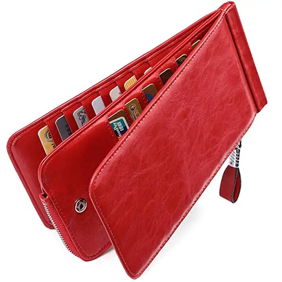 Genuine leather wallet women fashion trends wallet purses RFID Blocking Bifold Multi Card Case Wallet With Zipper Pocket