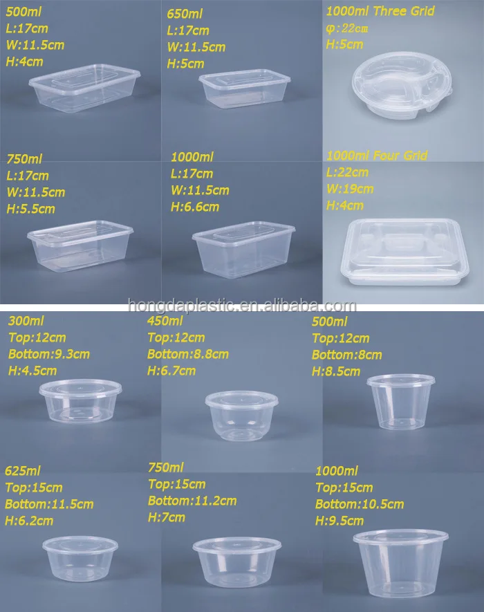 BPA Free Microwavable Hermetic Disposable Plastic Square Food Container