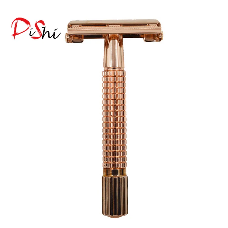 Dishi mens Metal long gold Handle Double Edge Safty shaving Razor size 8.5cm