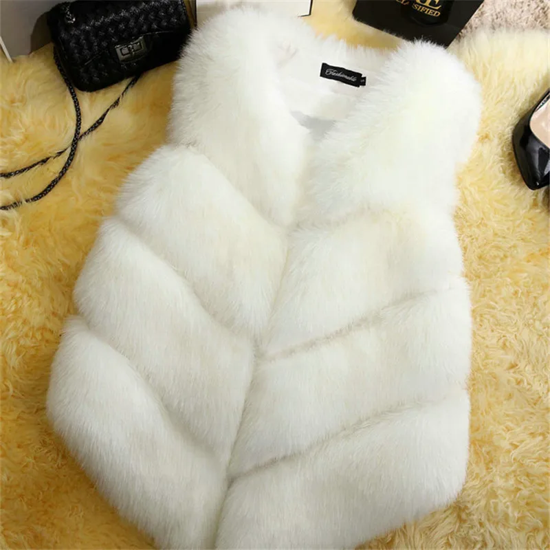 
Hot Sale Winter Thick Warm Fake Fur Vests Coat Women Faux Fox Fur Vest Midum Long Coats Waistcoat Female Jacket Outerwear 