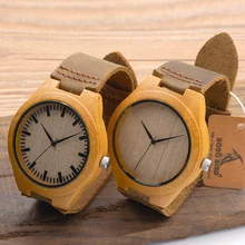 Wholesale High Quality Handmade Natural Wood Bamboo Watches Leather Straps Quartz Watches in Wood Boxes