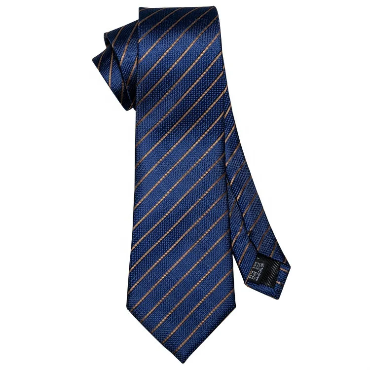  Barry Wang Fashion Blue Business Style 100% Silk Men Tie Striped Pattern Neck Ties