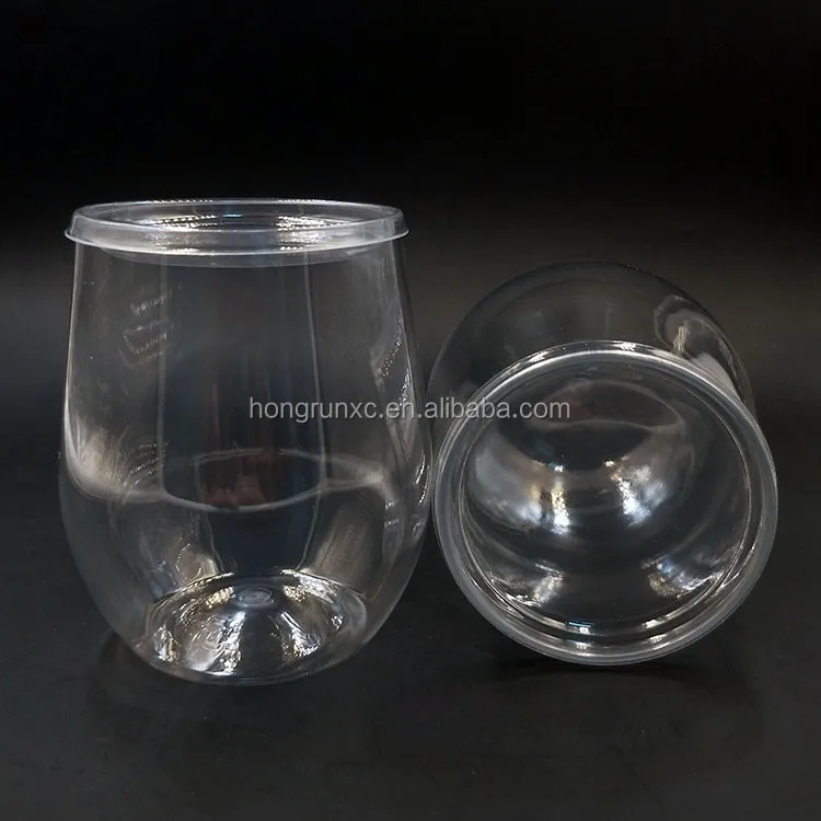 
8oz disposable Outdoor PET Wine Glasses with PET lids 