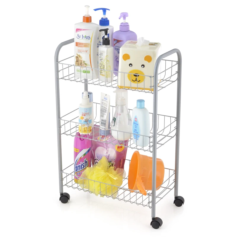 3 Tier Kitchen Vegetable Trolley Fruit Rack Bathroom Storage Stand Cart