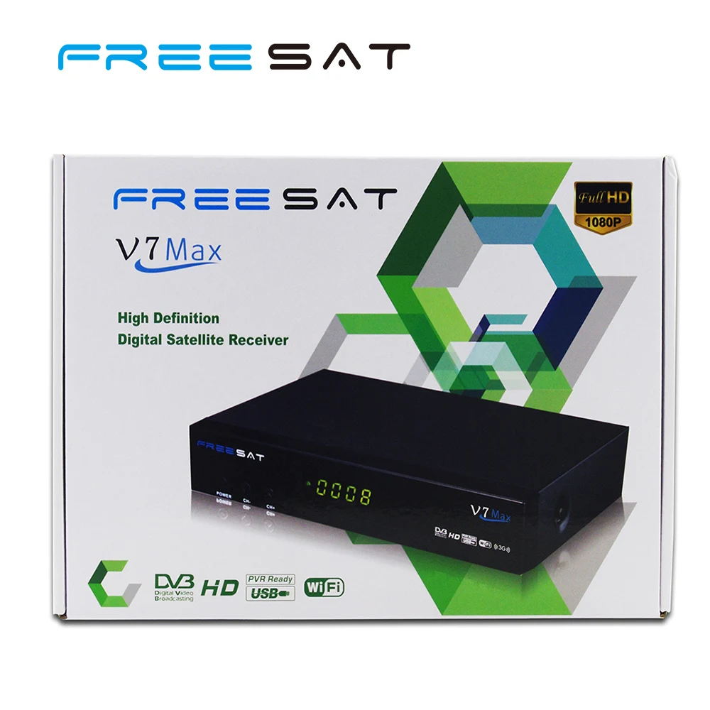 Горячие продажи Freesat V7 Max DVB-S2 Спутниковый Ресивер 1080 P Цифровой Set Top Box Поддержка Powervu USB Wi-Fi Dongle