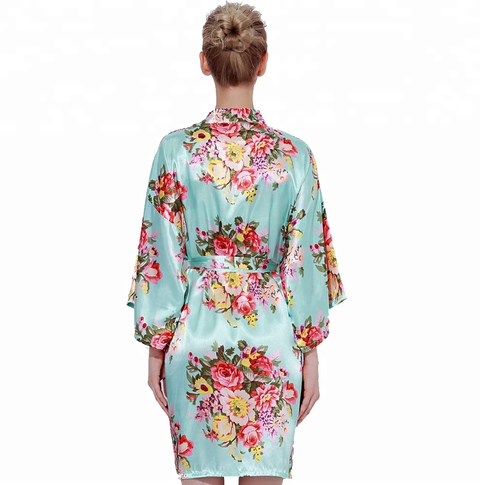803 Peignoir Satin Bride and Bridesmaid Floral Robe for Bridal Sleepwear