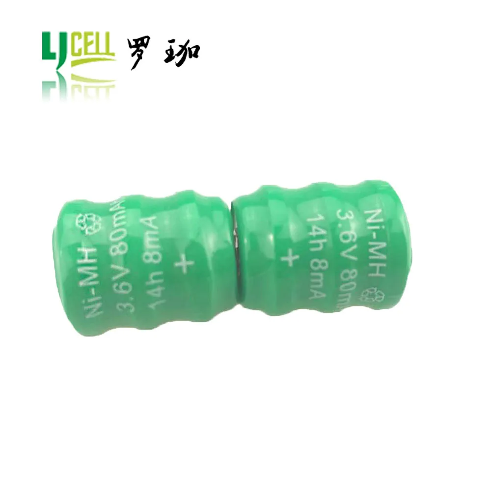 Environmental Friendly 3.6V 80Mah NI-MH Rechargeable Coin Cell 80H Nimh Battery
