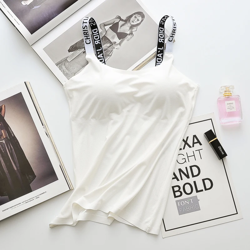 
Hot Sales high quality sexy women white tight tank top latest stylish sport letter tank top 