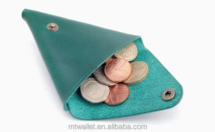 Superior Vegetable Tanned Leather Coin Bag Long Life Usage Triangle Change Purse