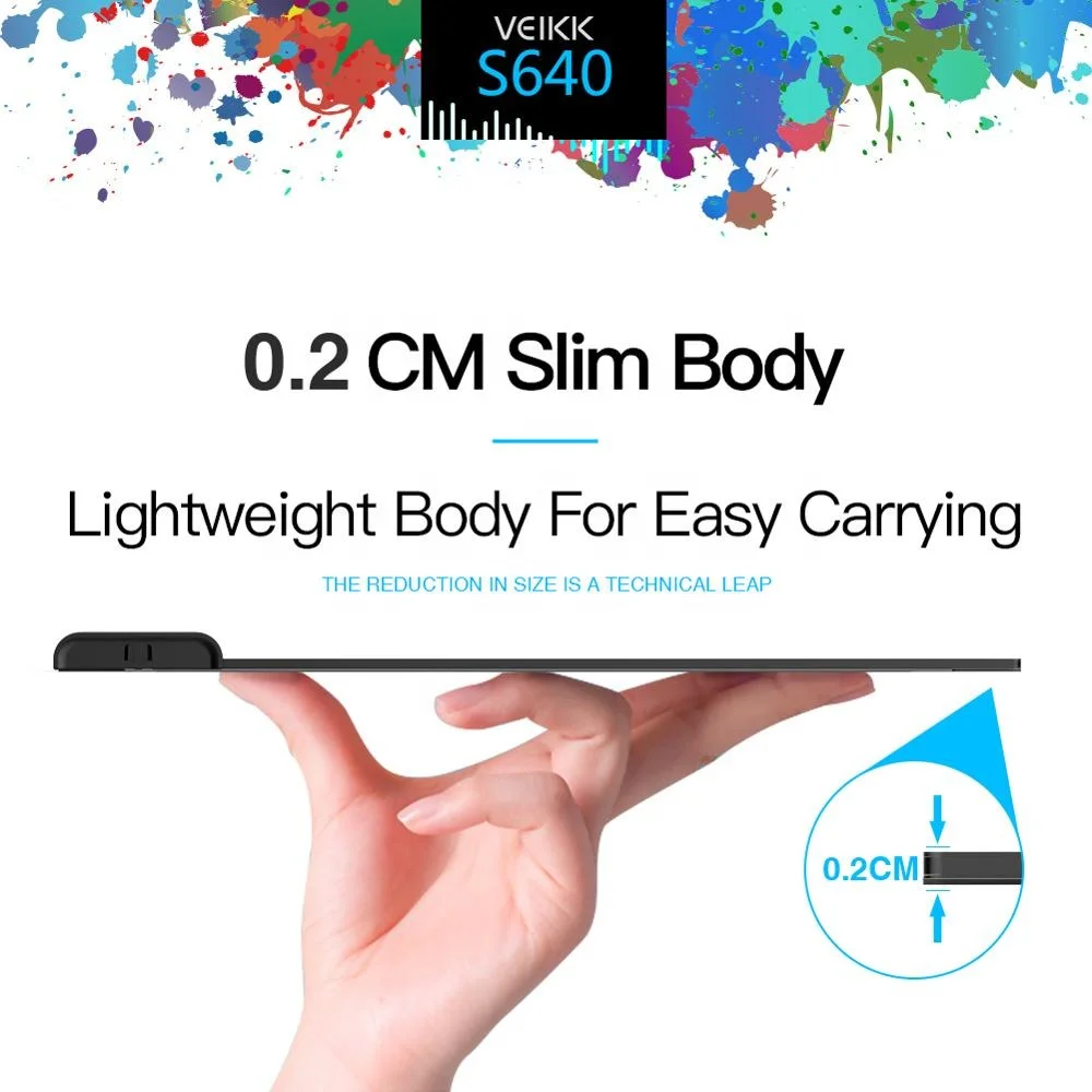 VEIKK S640 Fashionable graphic design  tablet of 8192 levels USB Paperless Office Signature Pad with Passive Stylus Pen