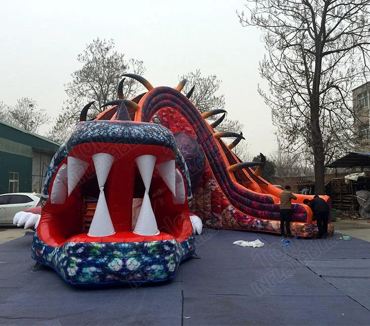 Гигантская надувная горка динозавра, детская надувная горка дракона для продажи