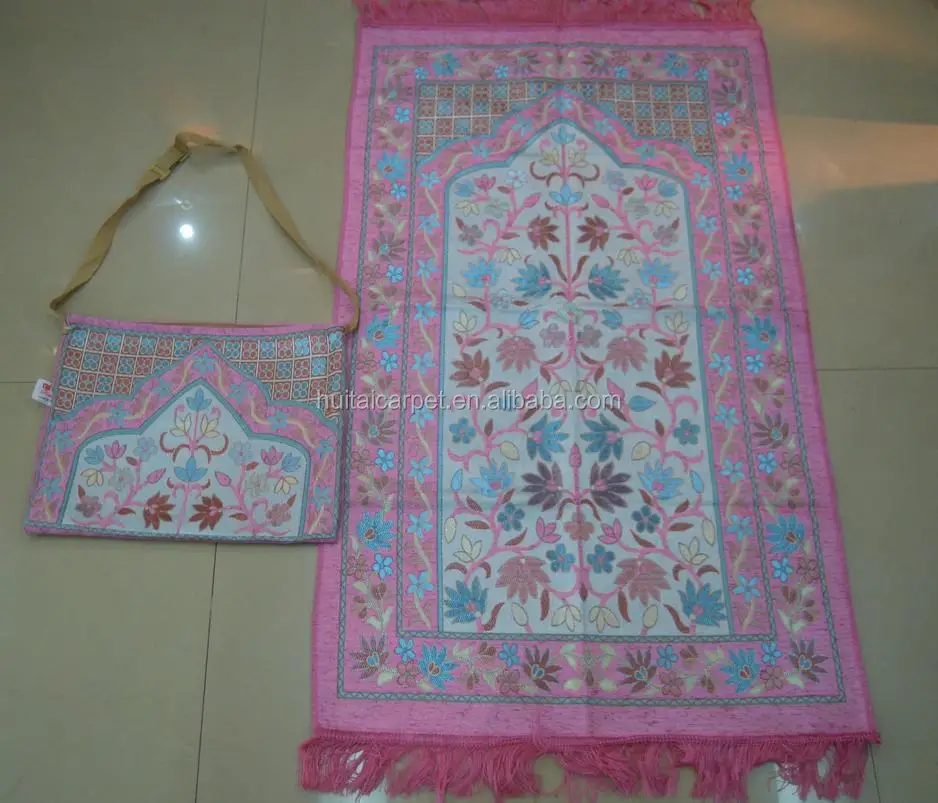 chenille muslim prayer rug with bag Muslim Prayer rugs BT-811