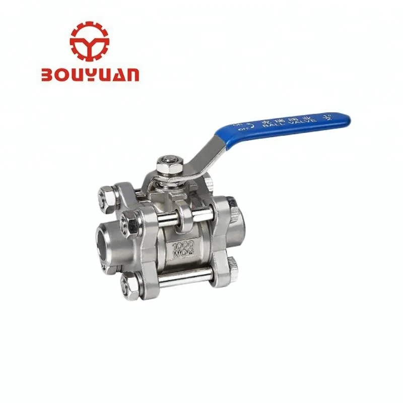
carbon steel 3pc ball valve SS304 stainless steel welded ball valve with lock 