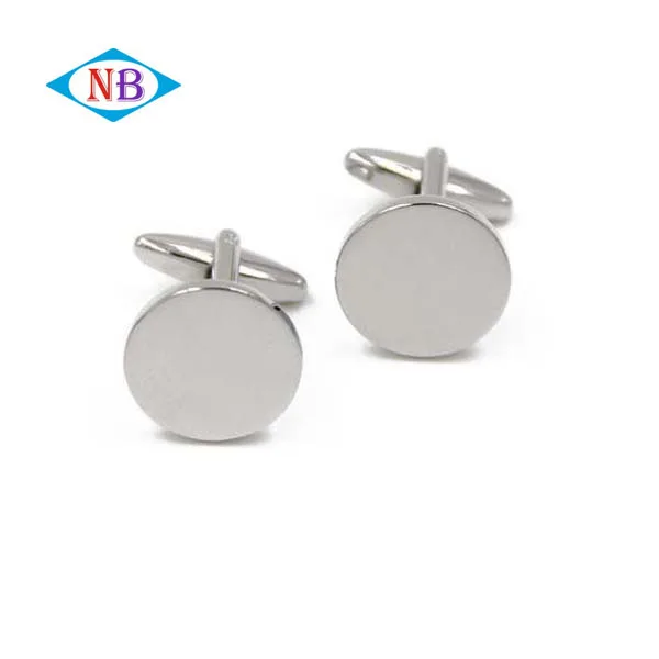 Высококачественные пустые круглые запонки Hig, Заказные мужские серебряные запонки