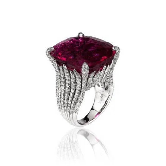 Large Purple Stone Engagement Rings Strip Rings Bague High Quality Bright Silver Party Ring Jewelry for Women Girl Romantic