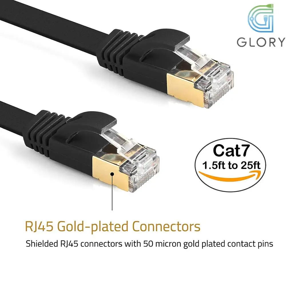 Экранированный плоский кабель Glory black network rj45
