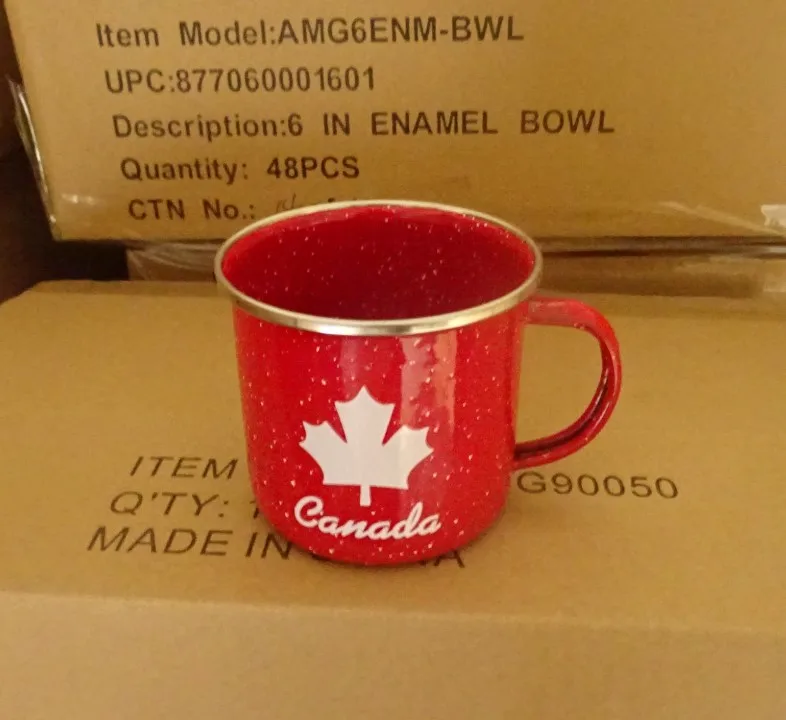 Цветная эмалированная Кружка с зернистой поверхностью и дизайном