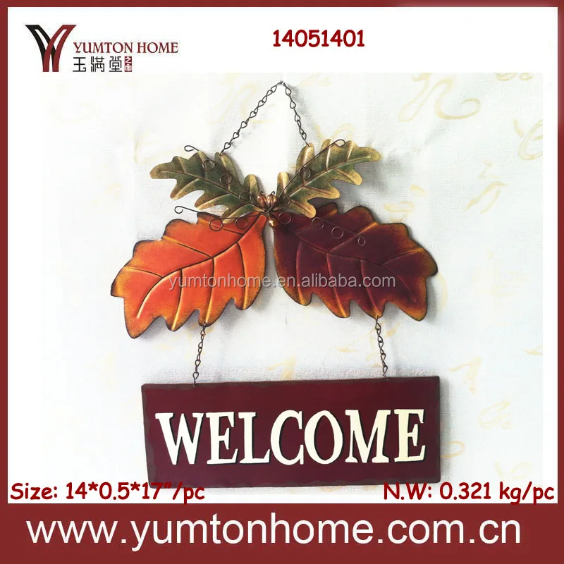 Metal Welcome Leaves/Pumpkin Wall Art Autumn Harvest Home Decoration