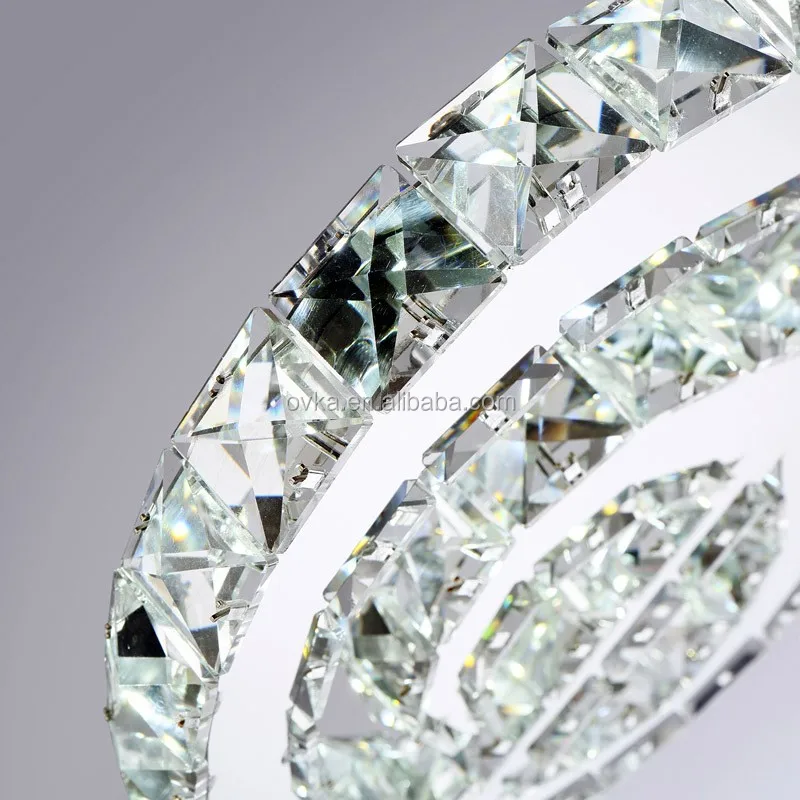 Modern luxury crystal 3 circles LED chandelier light for living room pendant light