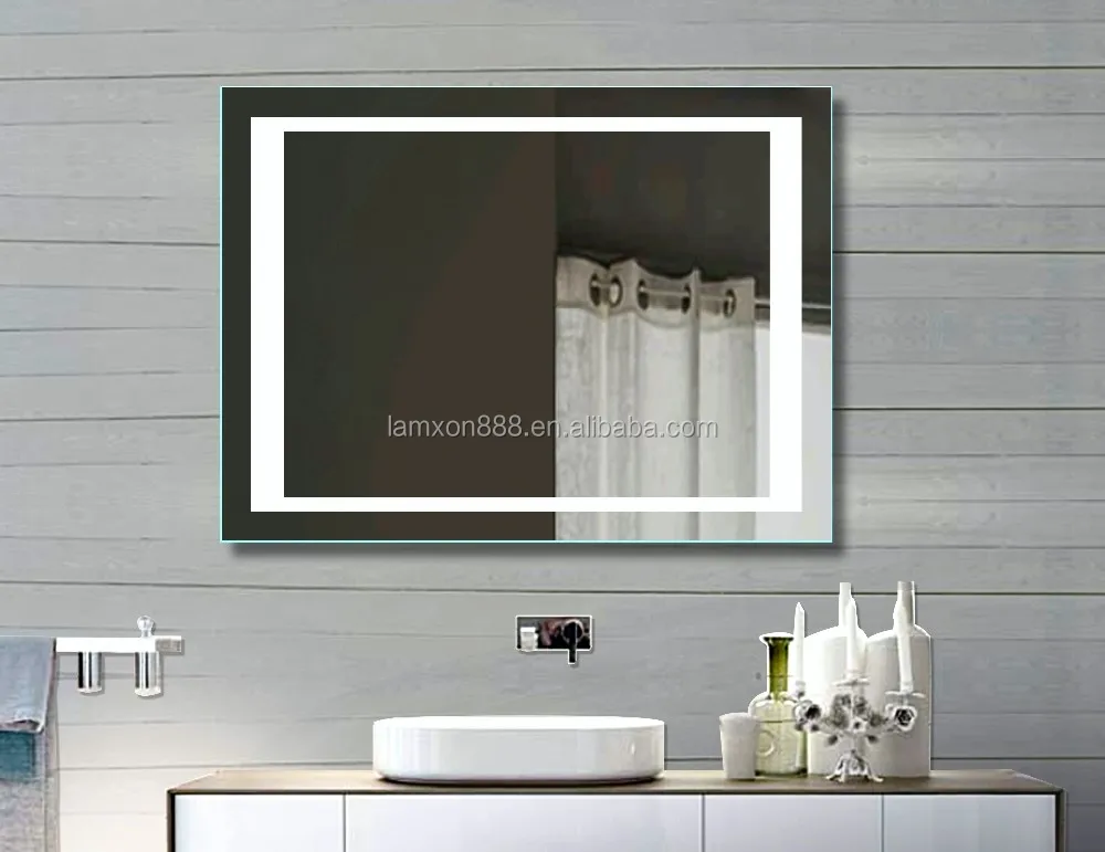Lamxon LED bathroom backlit hotel mirror with acrylic lighting and infrared sensor switch